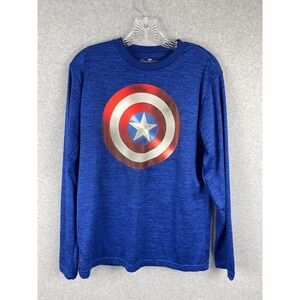 Marvel Captain America Compression Shirt Mens S Blue‎ Long Sleeve Avengers